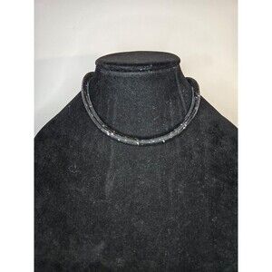 Swarovski Swan Stardust Necklace Black Clear Crystals Mesh Magnetic Closure